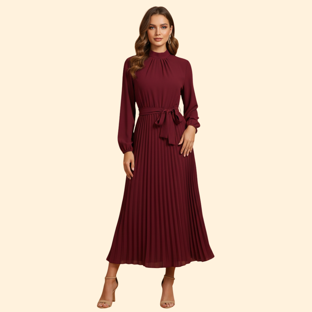 Women’s Pleated Belt Dress