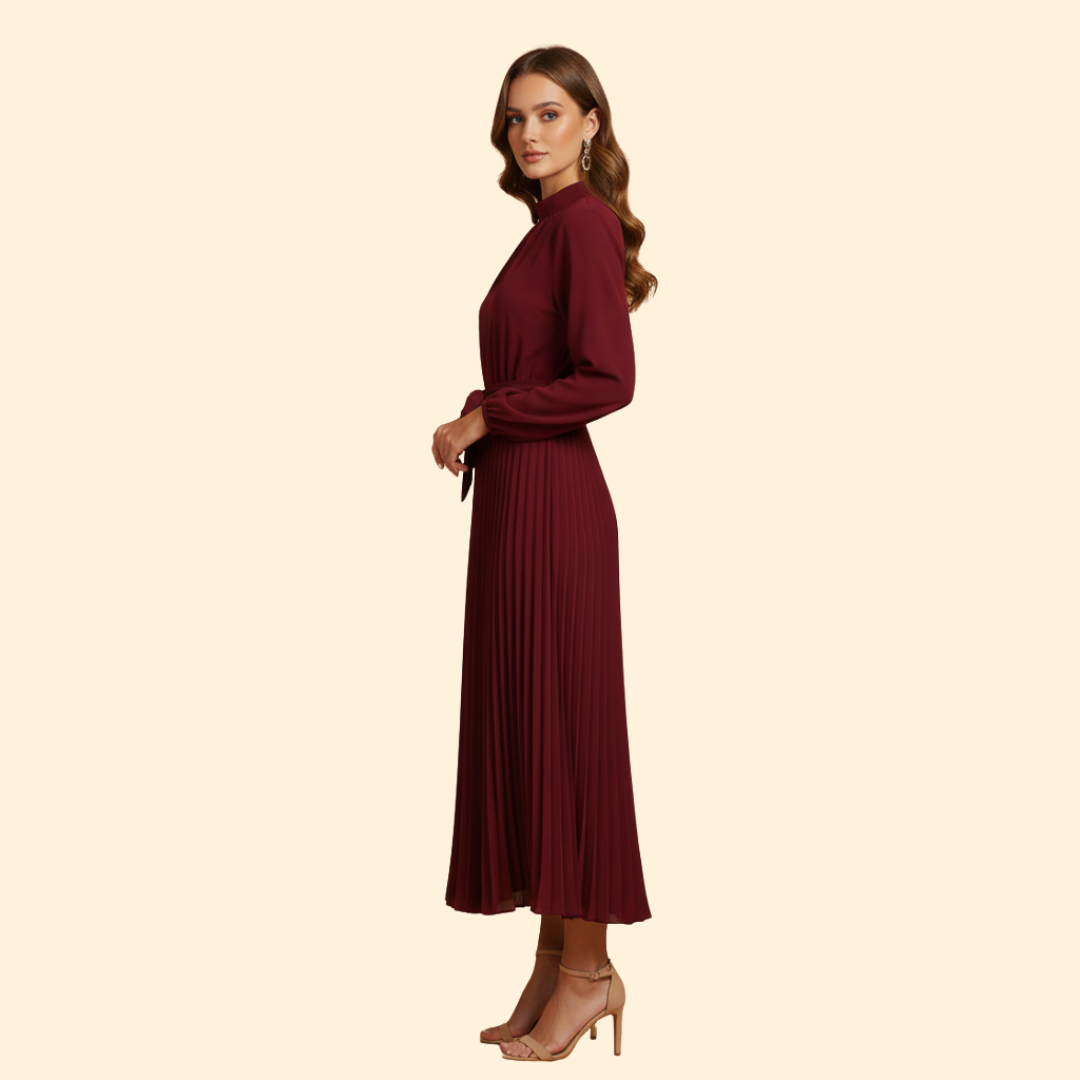 Women’s Pleated Belt Dress