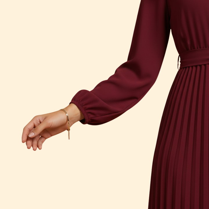 Women’s Pleated Belt Dress