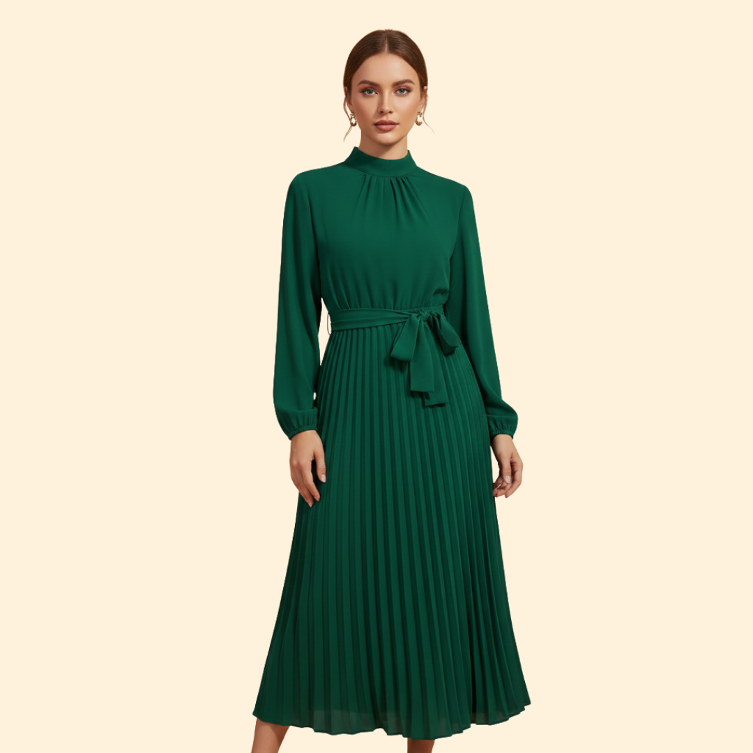 Women’s Pleated Belt Dress
