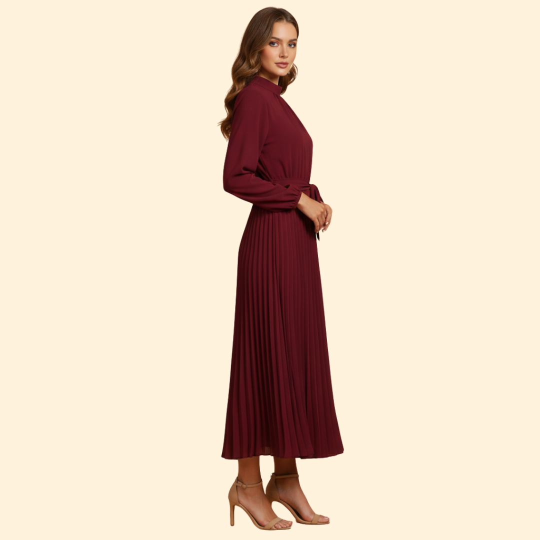 Women’s Pleated Belt Dress