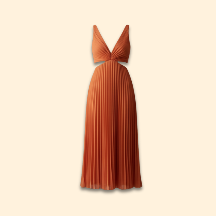 Women's Pleated Satin Evening Dress