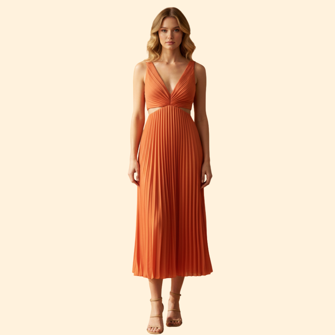 Women's Pleated Satin Evening Dress