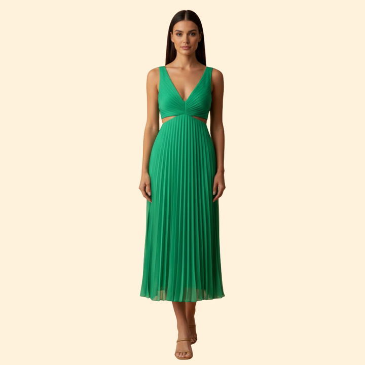 Women's Pleated Satin Evening Dress