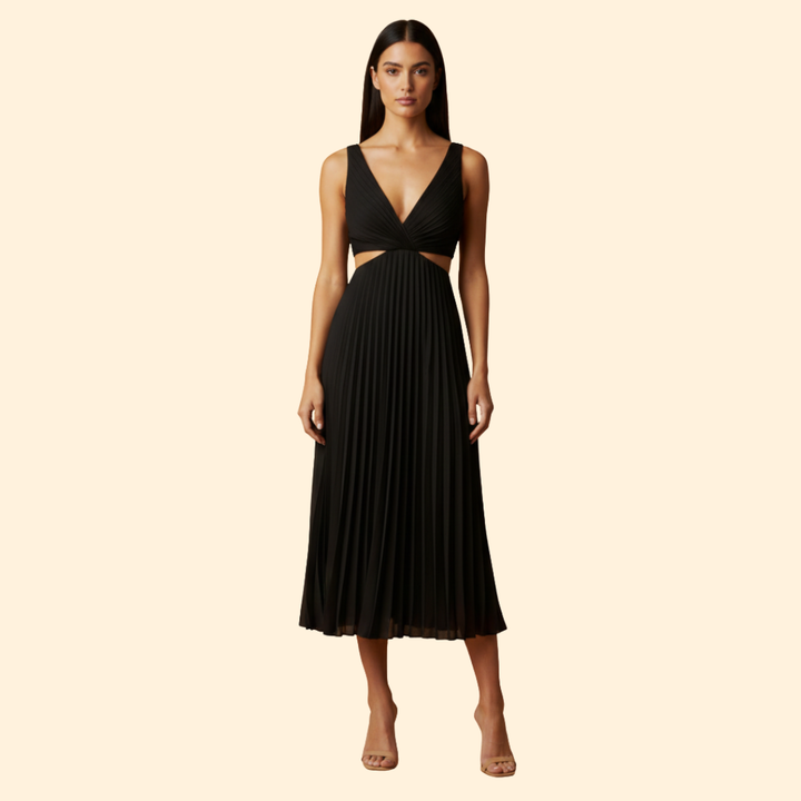 Women's Pleated Satin Evening Dress