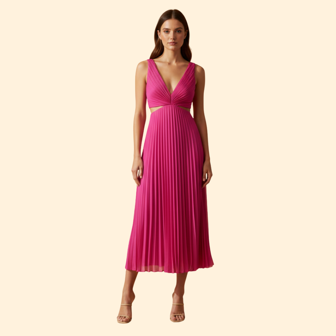 Women's Pleated Satin Evening Dress