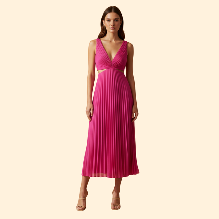 Women's Pleated Satin Evening Dress