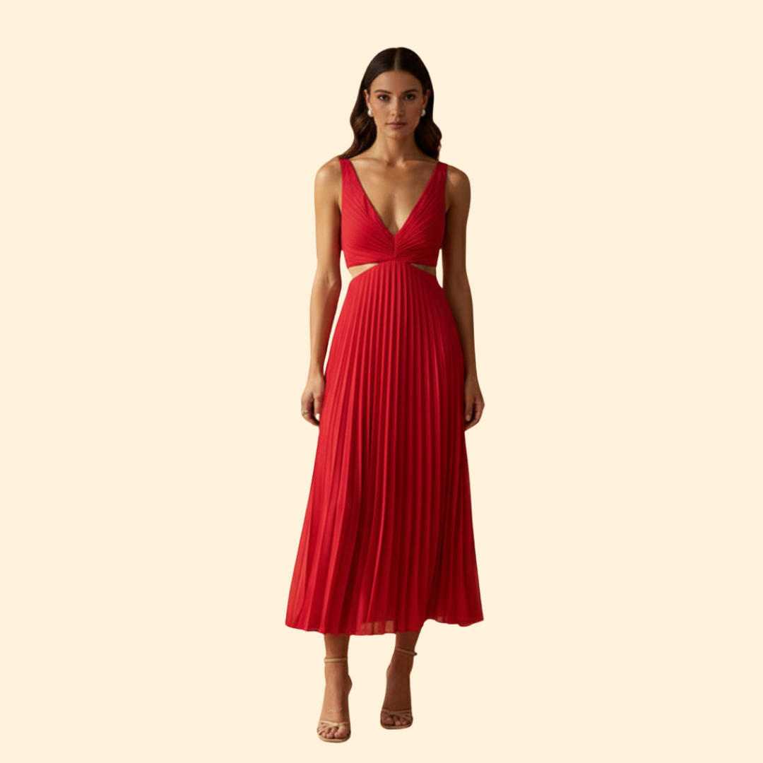 Women's Pleated Satin Evening Dress