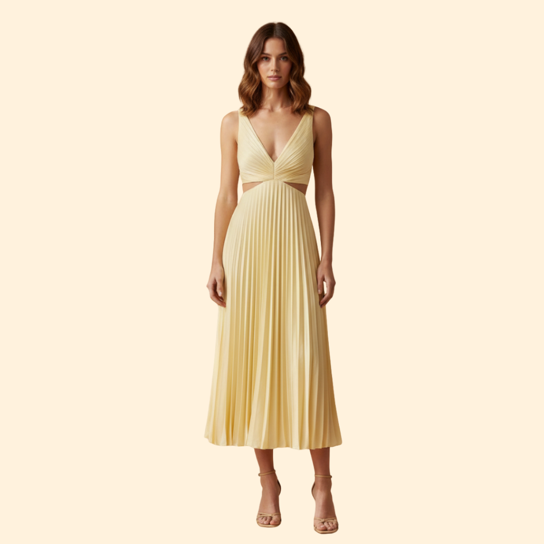 Women's Pleated Satin Evening Dress