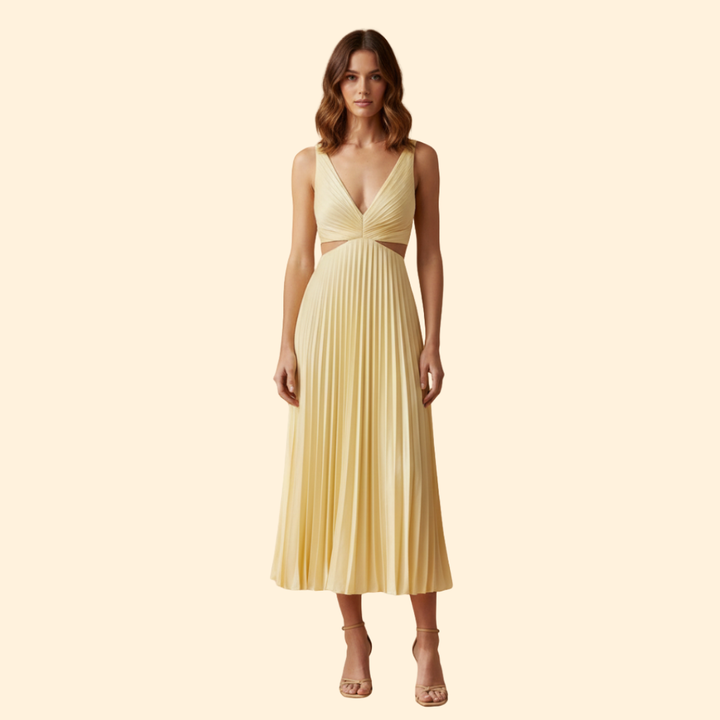 Women's Pleated Satin Evening Dress