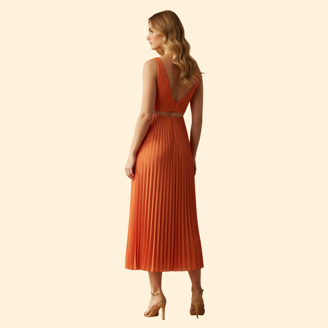 Women's Pleated Satin Evening Dress