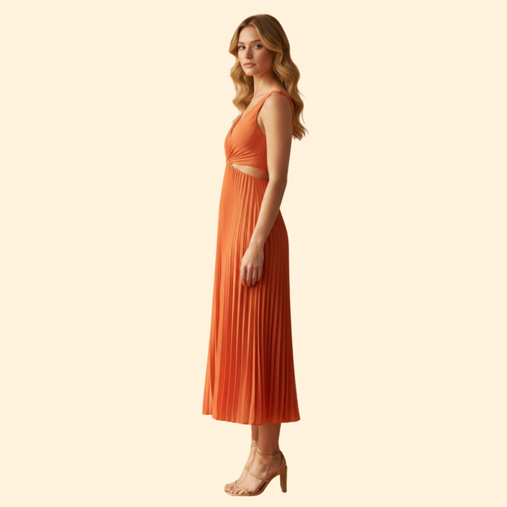 Women's Pleated Satin Evening Dress