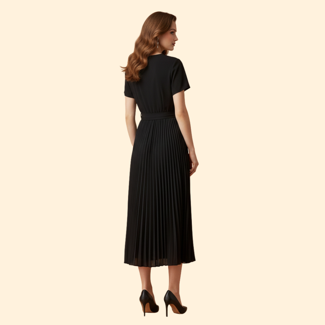 Women's Pleated V-Neck Dress