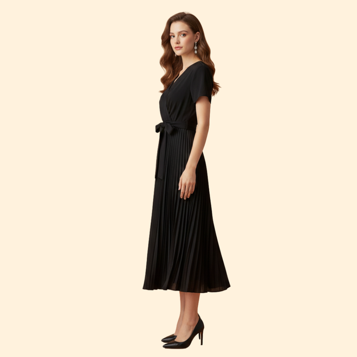 Women's Pleated V-Neck Dress