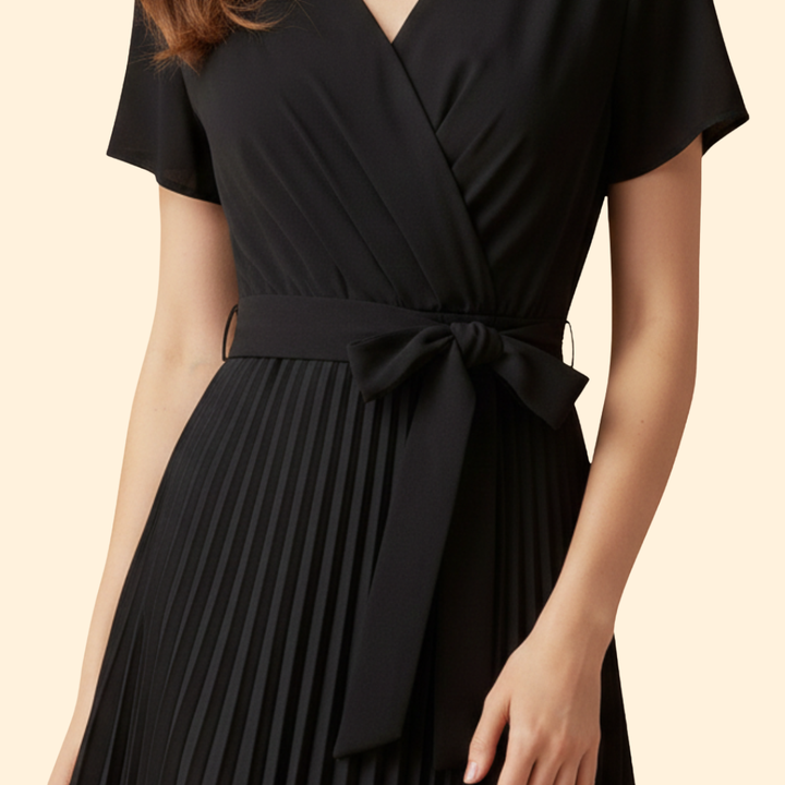 Women's Pleated V-Neck Dress