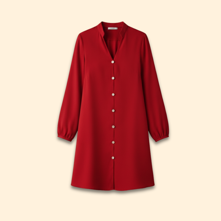 Women's Puff Sleeve Button Placket Dress