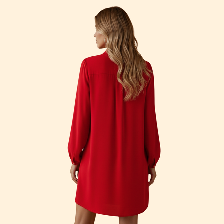 Women's Puff Sleeve Button Placket Dress