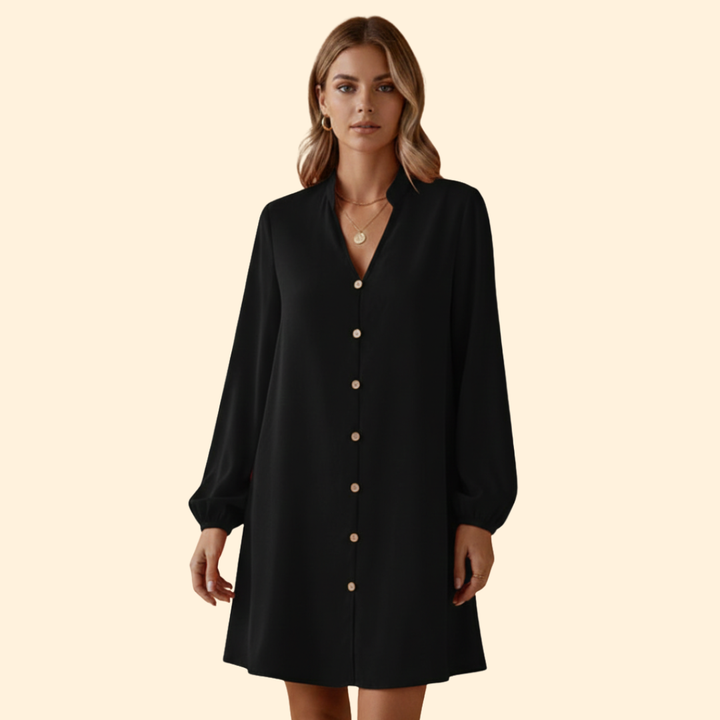 Women's Puff Sleeve Button Placket Dress