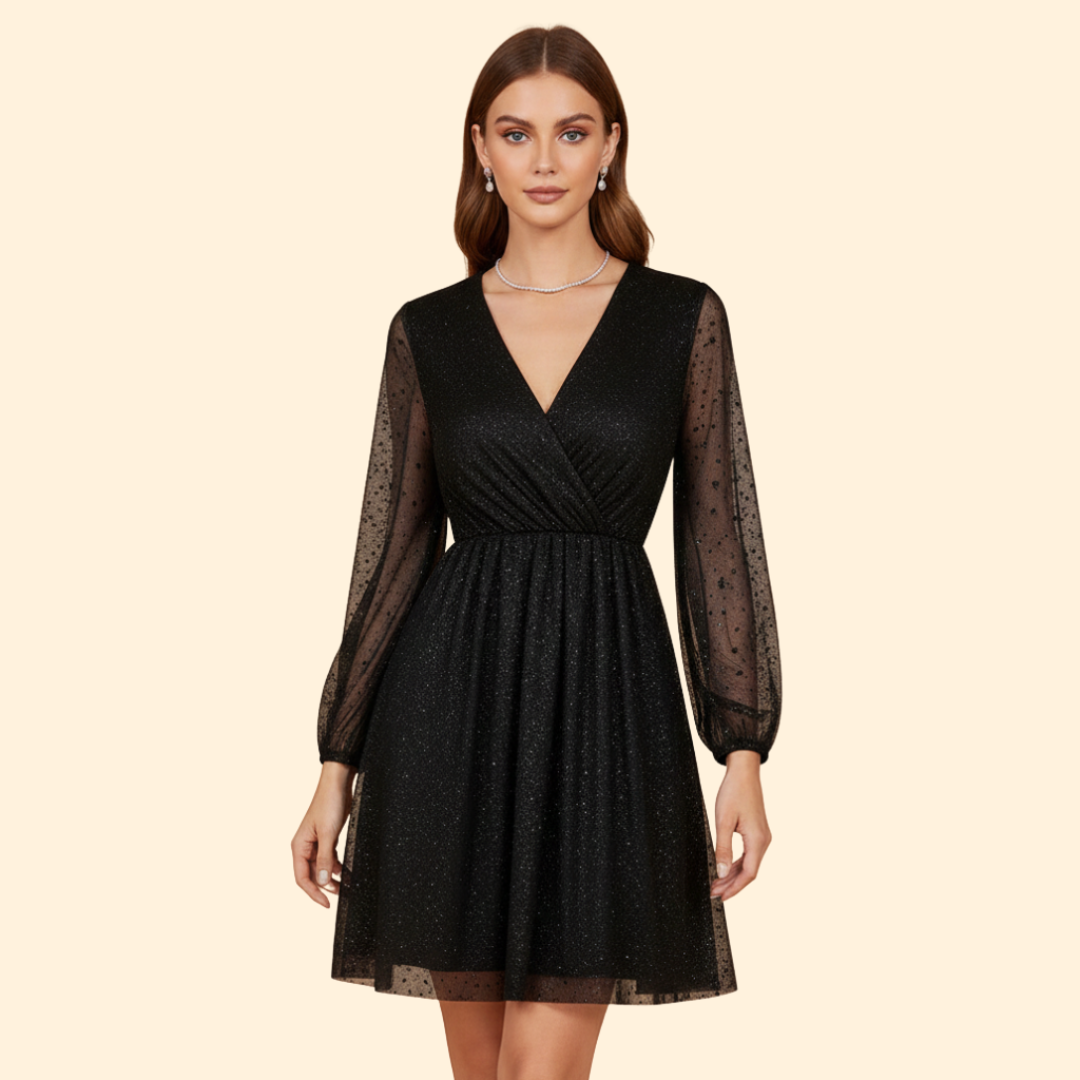 Women's Sequin Sheer Sleeve Dress