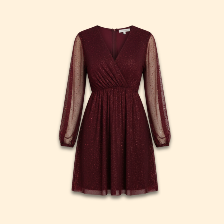 Women's Sequin Sheer Sleeve Dress
