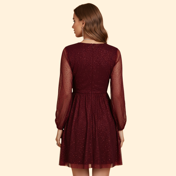 Women's Sequin Sheer Sleeve Dress