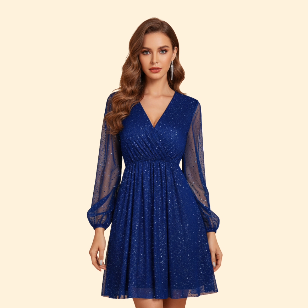 Women's Sequin Sheer Sleeve Dress