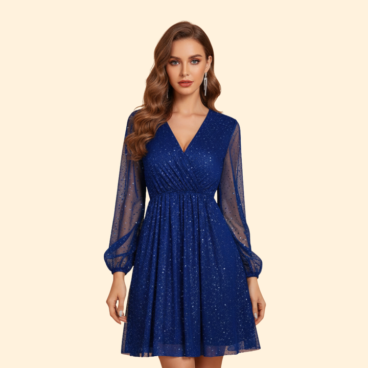 Women's Sequin Sheer Sleeve Dress