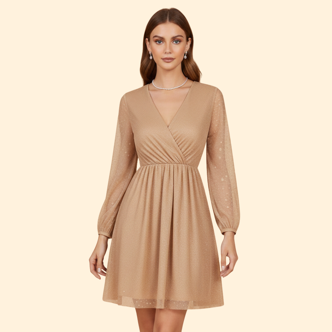 Women's Sequin Sheer Sleeve Dress