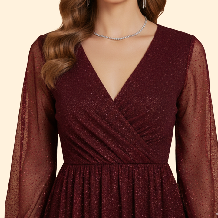 Women's Sequin Sheer Sleeve Dress