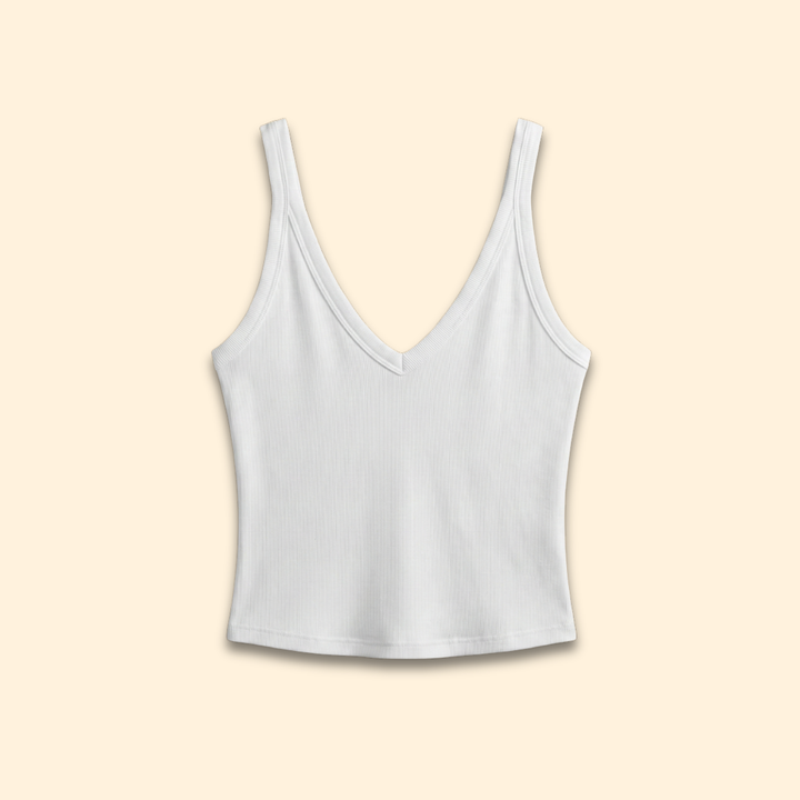 Women's Sleeveless V-Neck Ribbed Tank Top