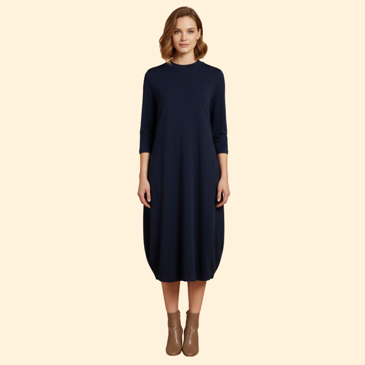 Women's Solid Color Round Neck Dress
