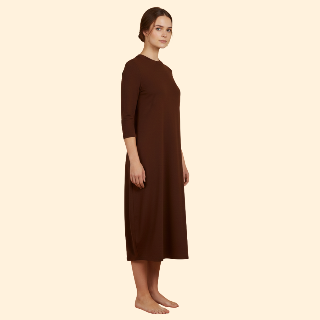 Women's Solid Color Round Neck Dress
