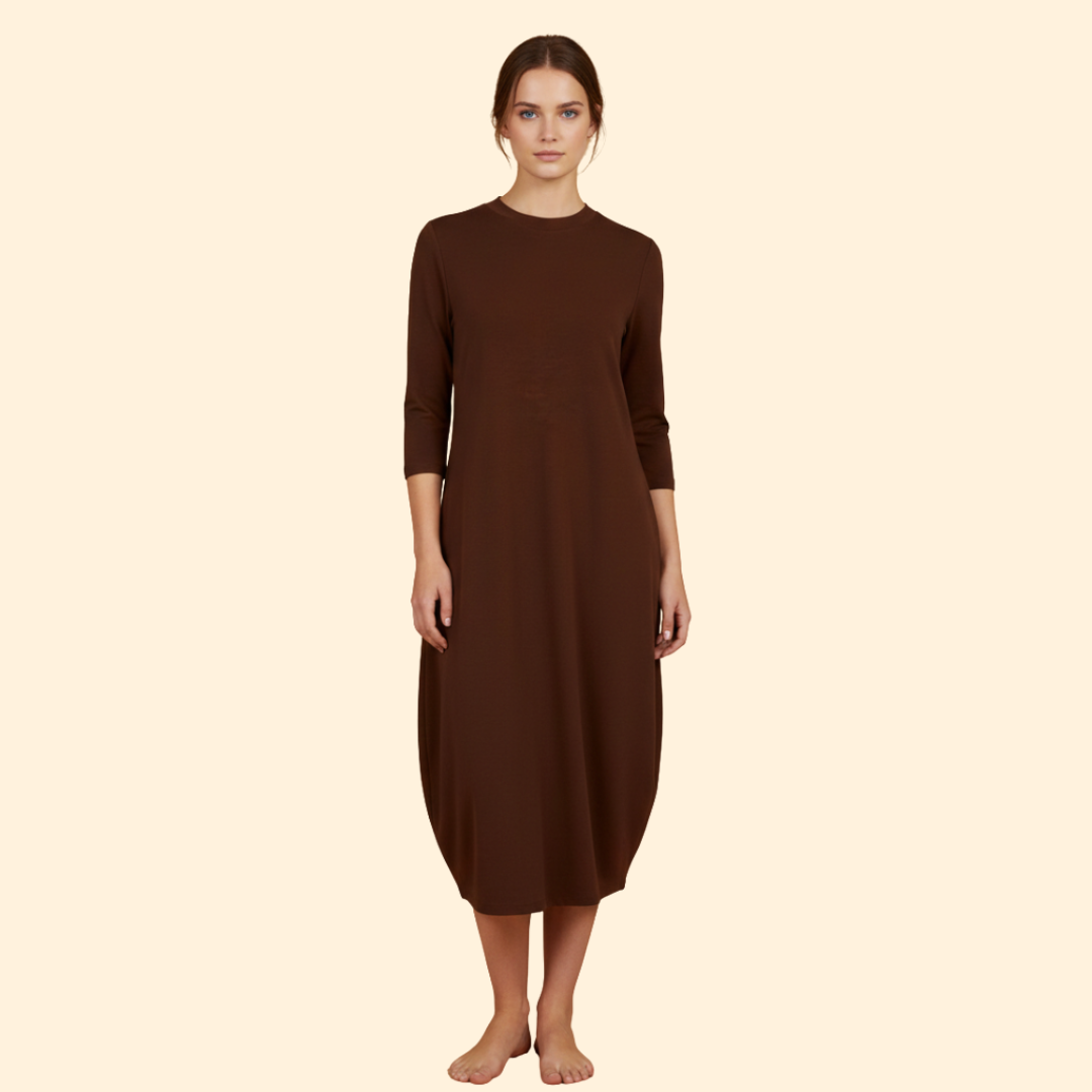 Women's Solid Color Round Neck Dress