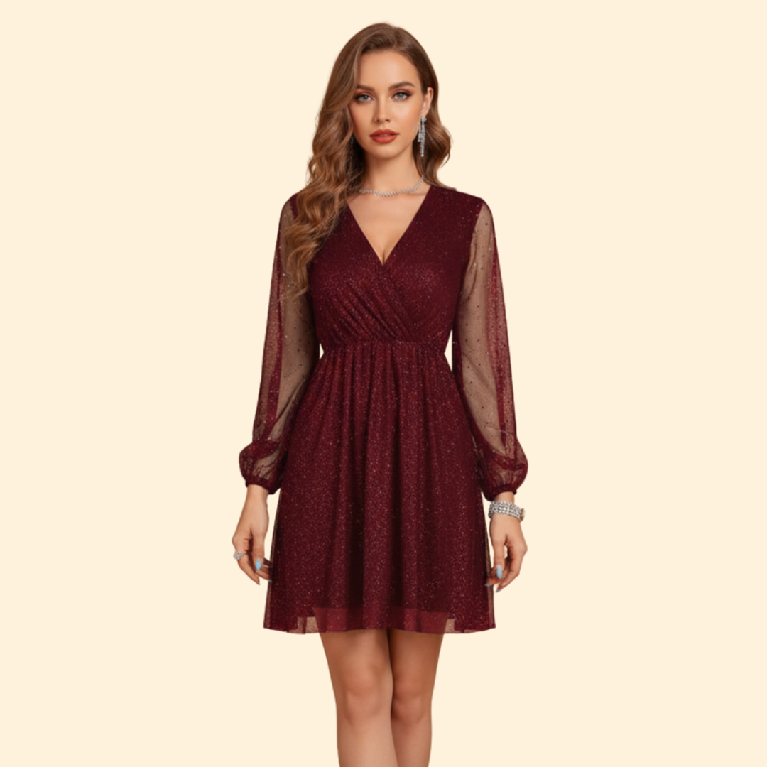Women’s Sparkle V-Neck Mini Dress
