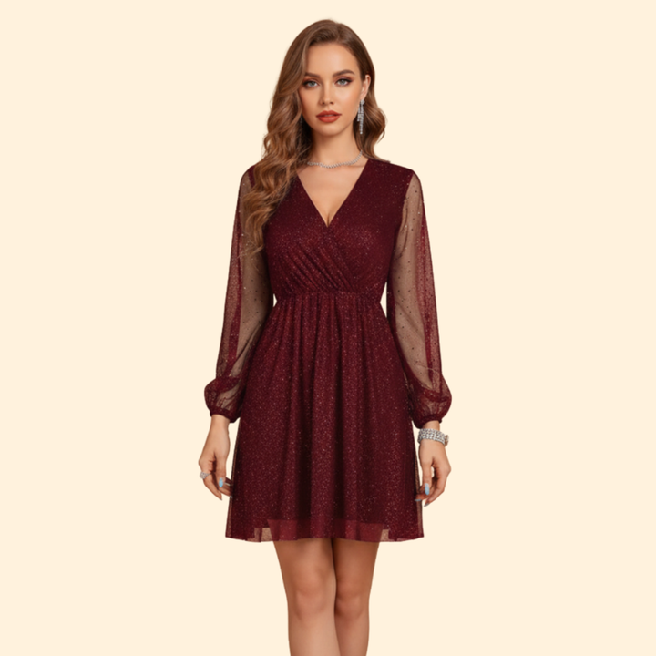 Women’s Sparkle V-Neck Mini Dress