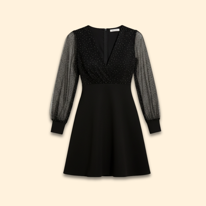 Women's Sparkling Sheer Sleeve Dress