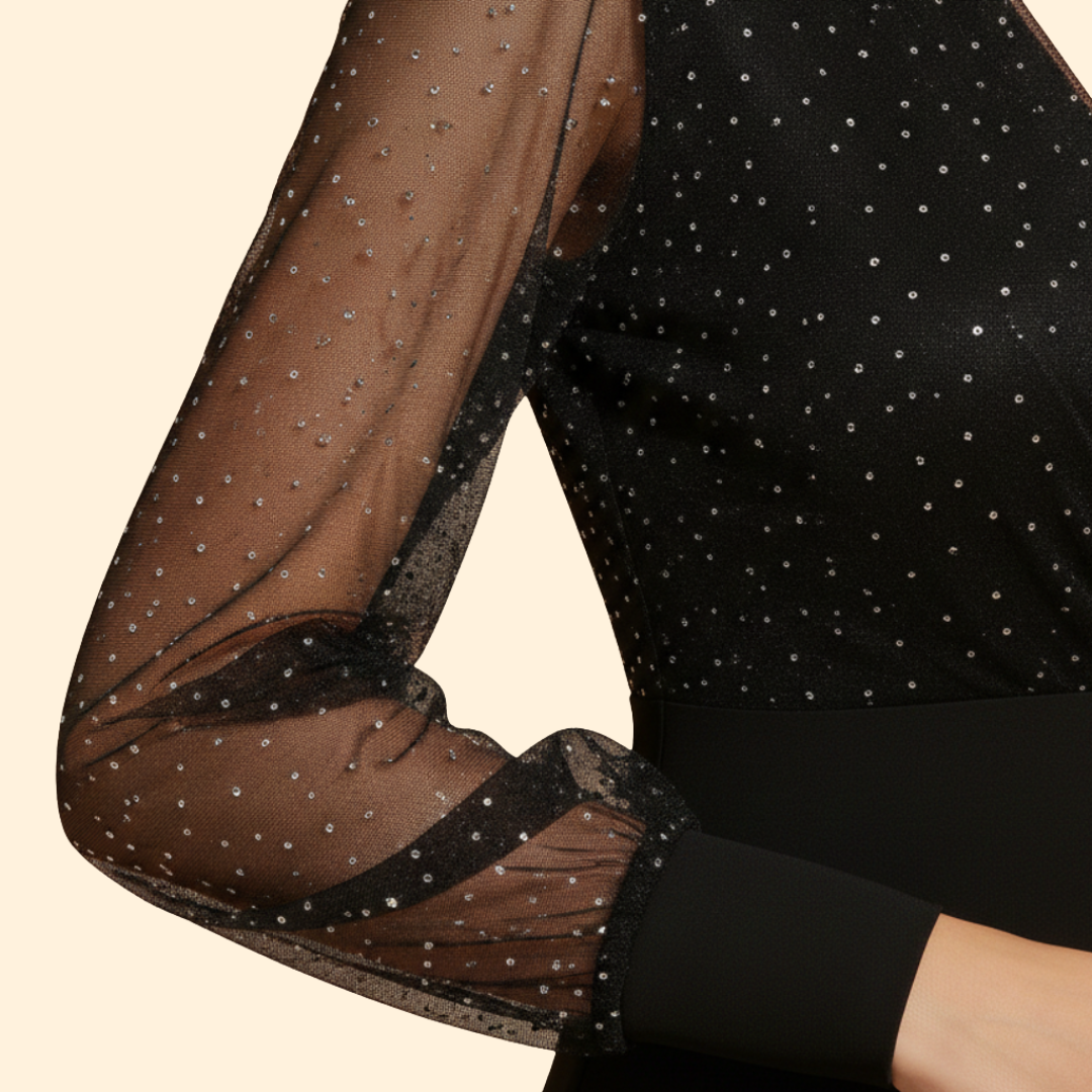 Women's Sparkling Sheer Sleeve Dress