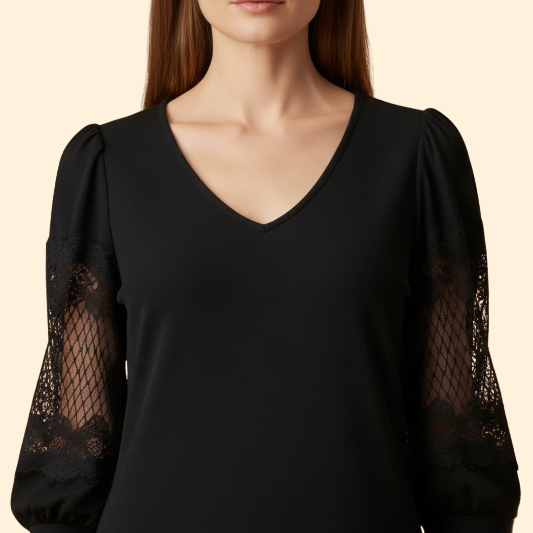 Women’s V-Neck Lace Sleeve Dress