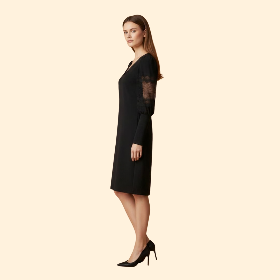 Women’s V-Neck Lace Sleeve Dress