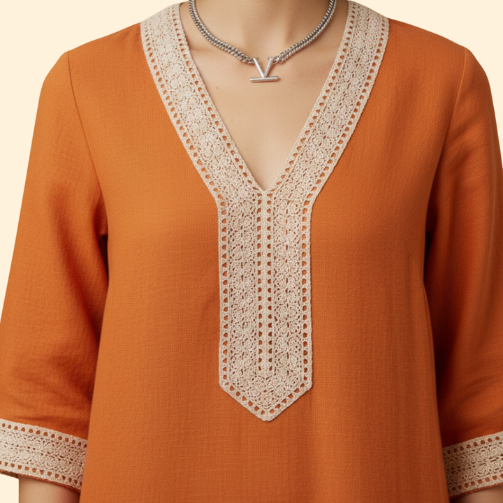 Women's V-Neck Linen Dress