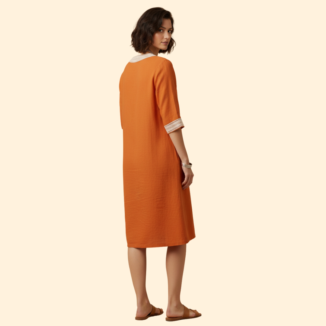 Women's V-Neck Linen Dress