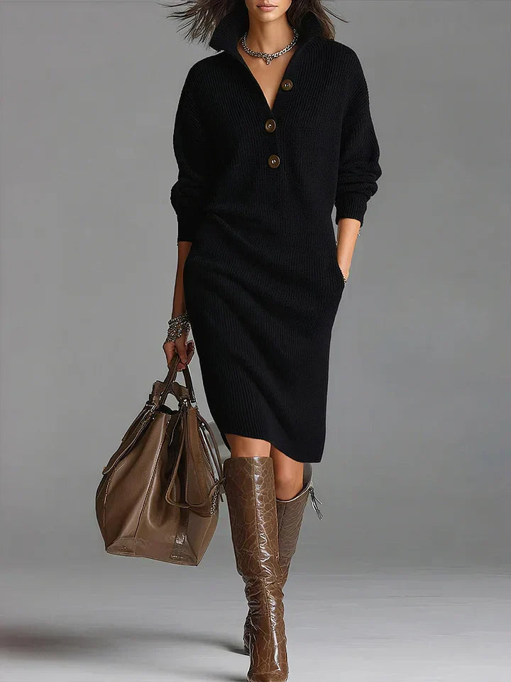 Women's Button Ribbed Dress