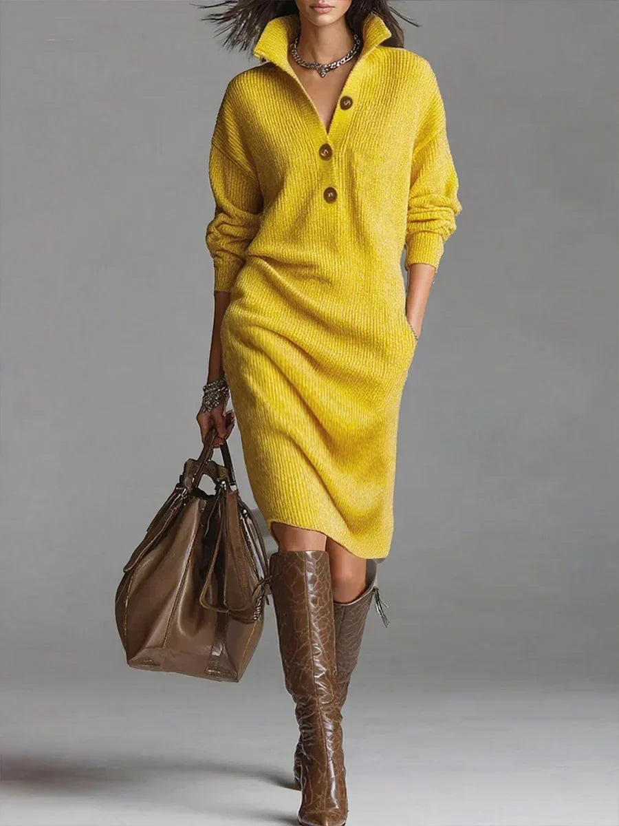 Women's Button Ribbed Dress